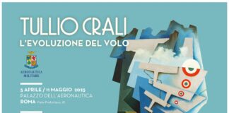 Locandina Tullio Crali Mostra opere Aeronatica militare Vigna di Valle
